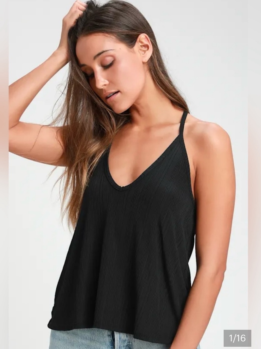 Free People Intimately Slinky Slink Black Tank XS